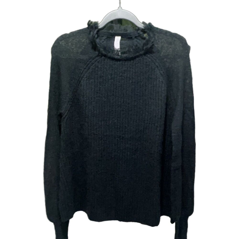 Amadi Women's Green Sheer Knit Pullover Sweater Fringe Bohemian Size S